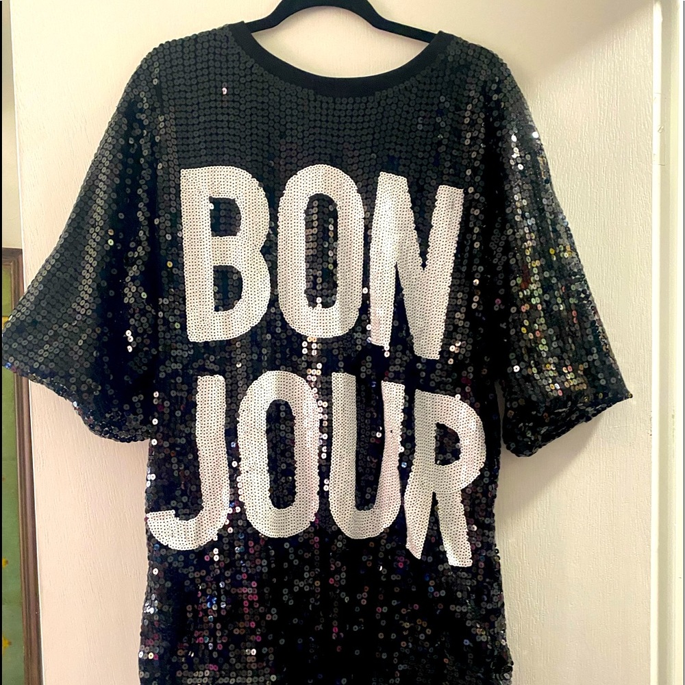 BONJOUR sequin tshirt dress